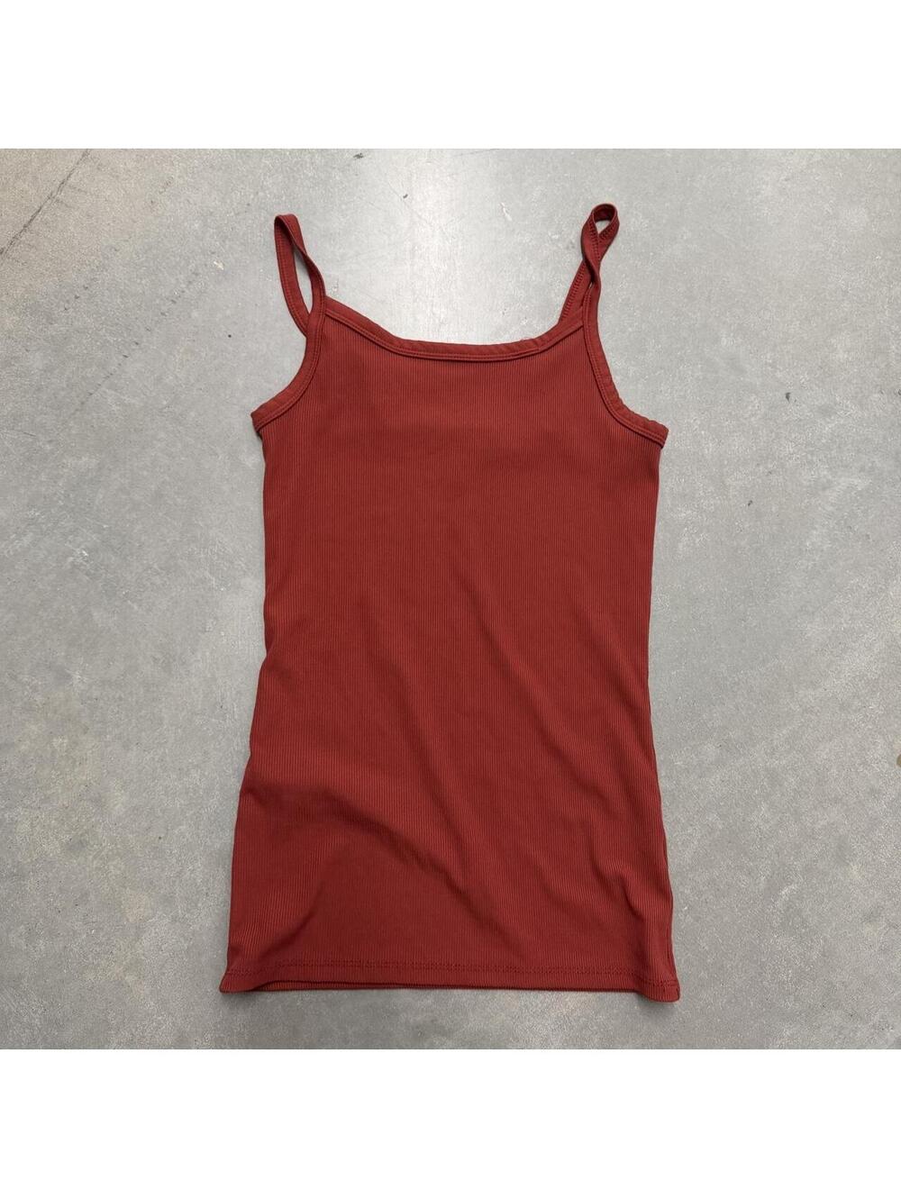 No Boundaries Ribbed Cami Tank Top Rust Red Spaghetti Strap Women's Small (3-5)